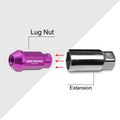 20Pc M12X1.25 Purple JDM Open-End Acorn Hex Wheel Lug Nuts + Extension 25mm