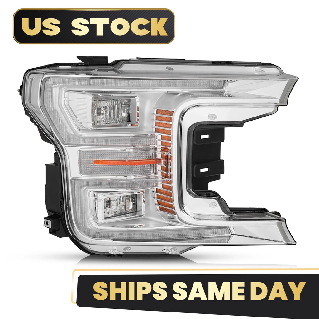 Full LED Headlight Chrome Bezel for Ford F-150 (2018–2020)
