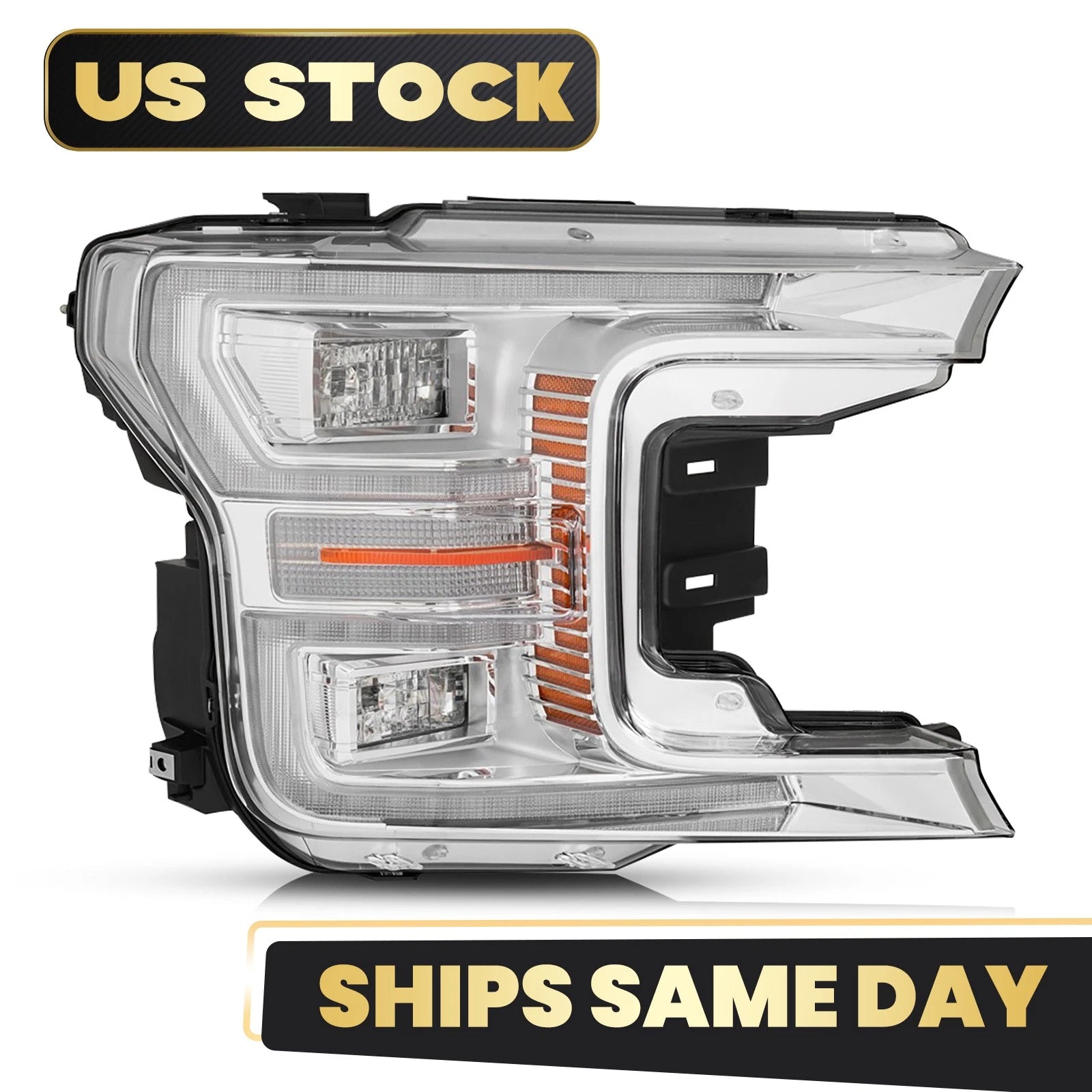 Full LED Headlight Chrome Bezel for Ford F-150 (2018–2020)