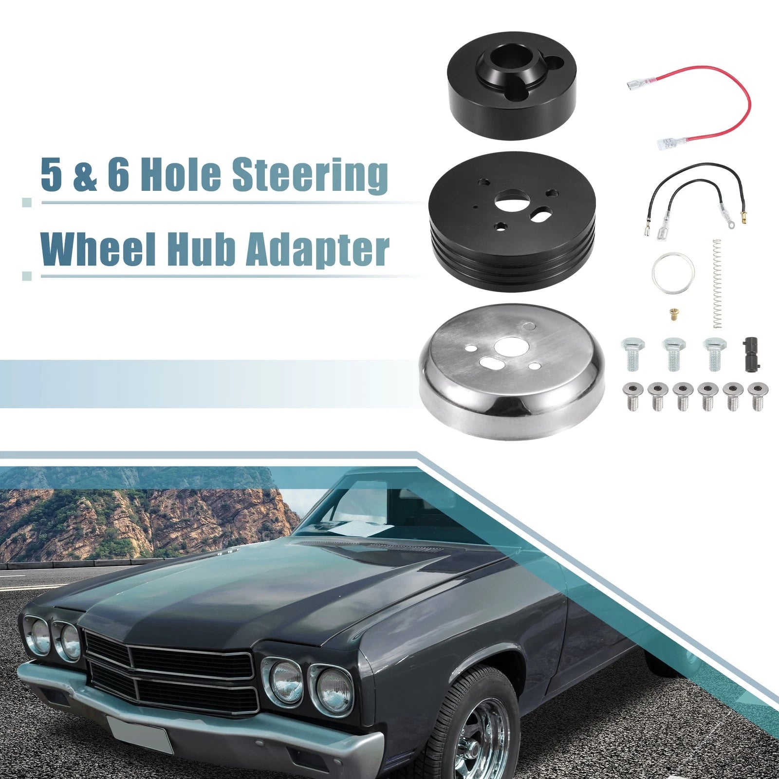 5 & 6 Hole Billet Steering Wheel Hub Adapter for Chevy GM (Year Range)