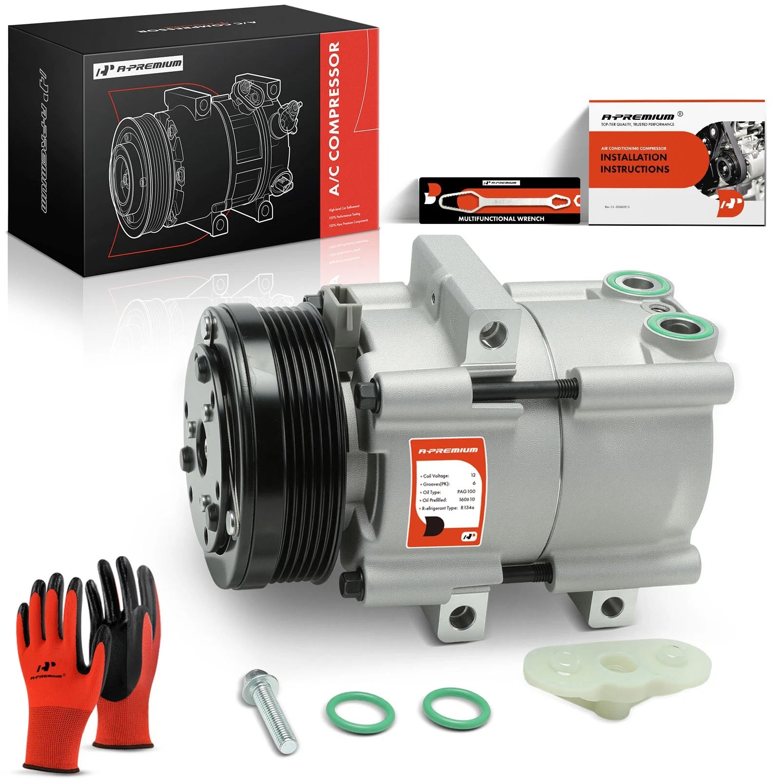 A/C Compressor with Clutch for Ford F-150/F250/F350 Super Duty (2004–2021)