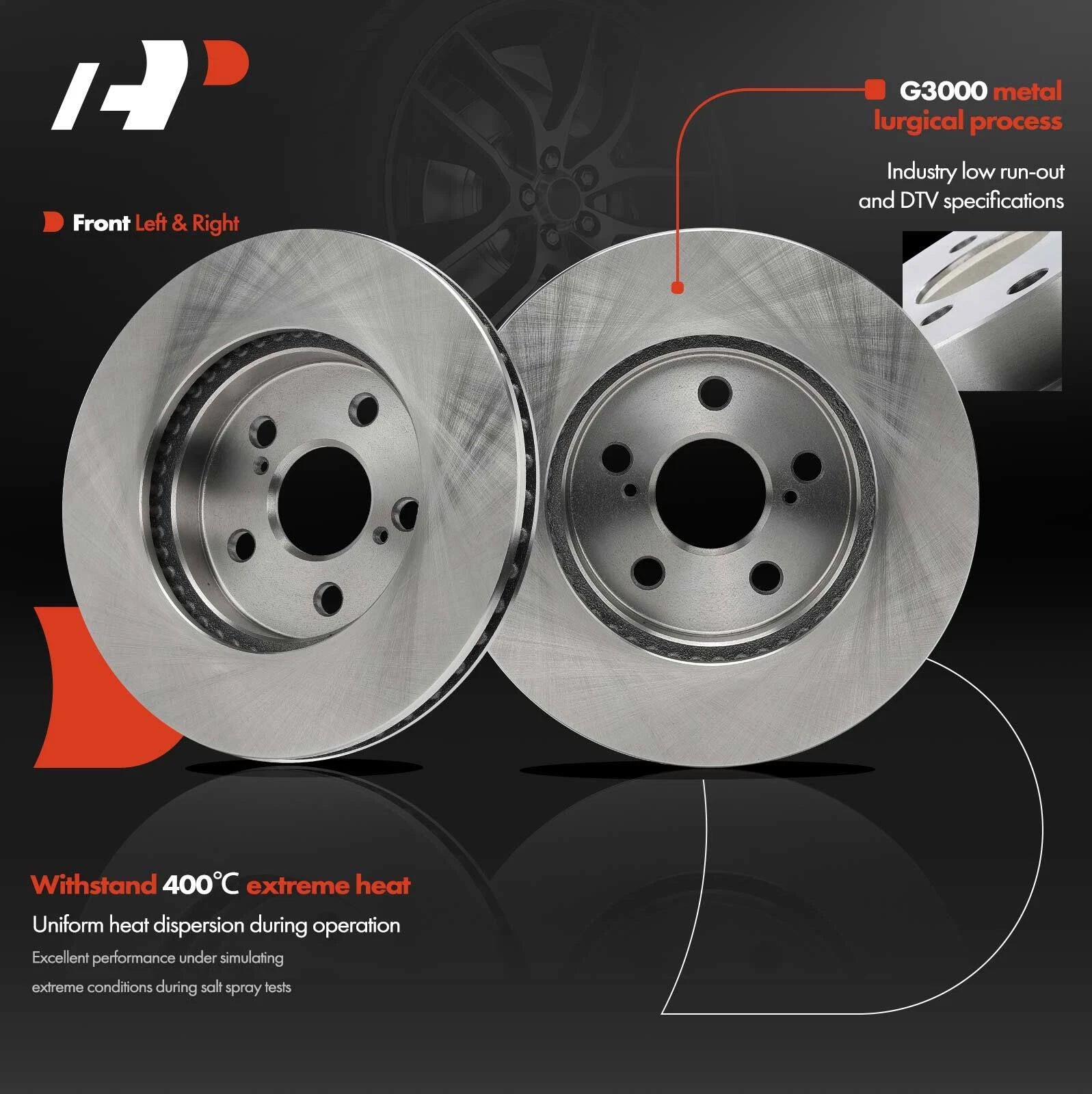 Front Disc Brake Rotor & Ceramic Pad for Toyota Corolla (2020â2022)
