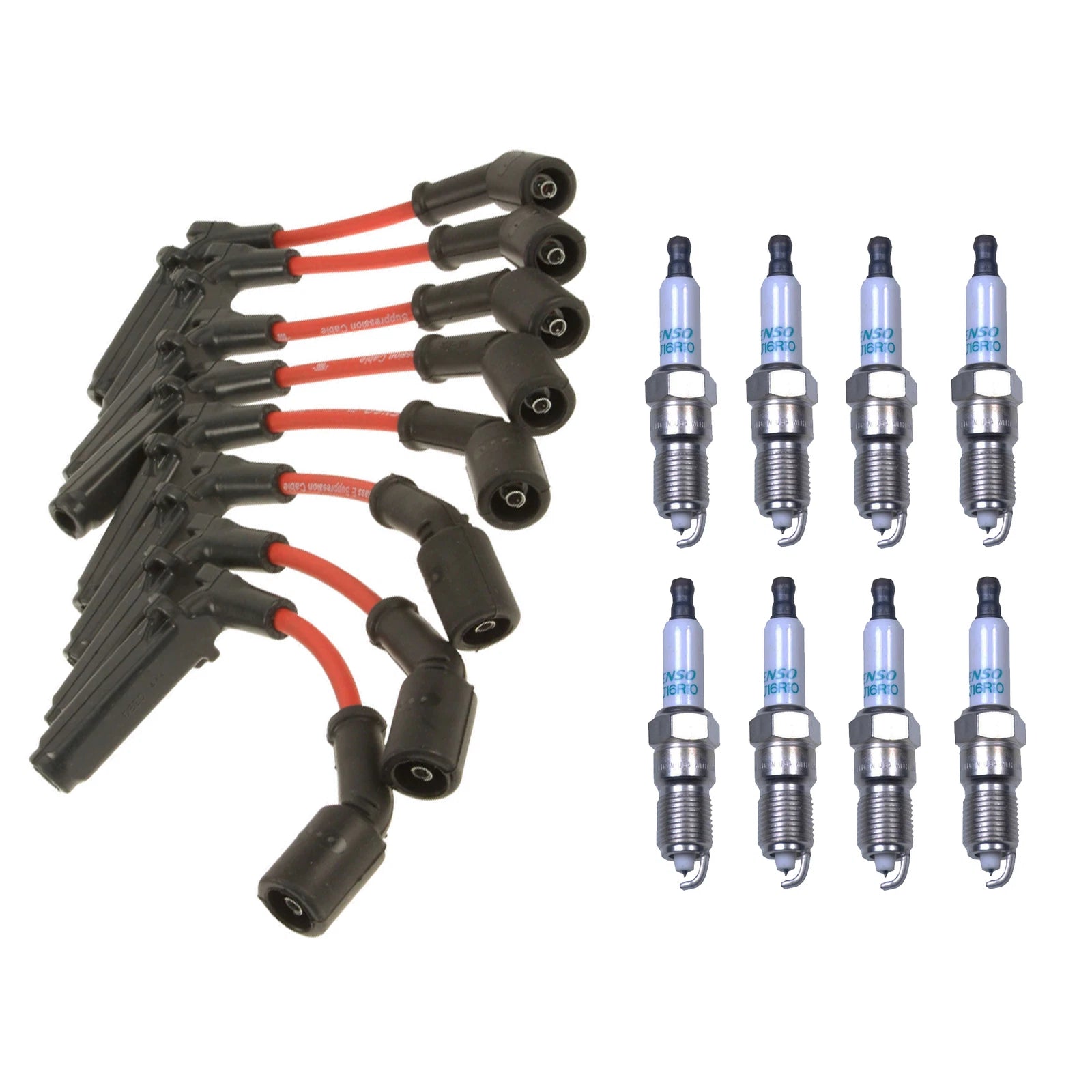 Denso Wire Set & 8 Iridium Spark Plugs for GM Isuzu V8 (0.04 Kit)