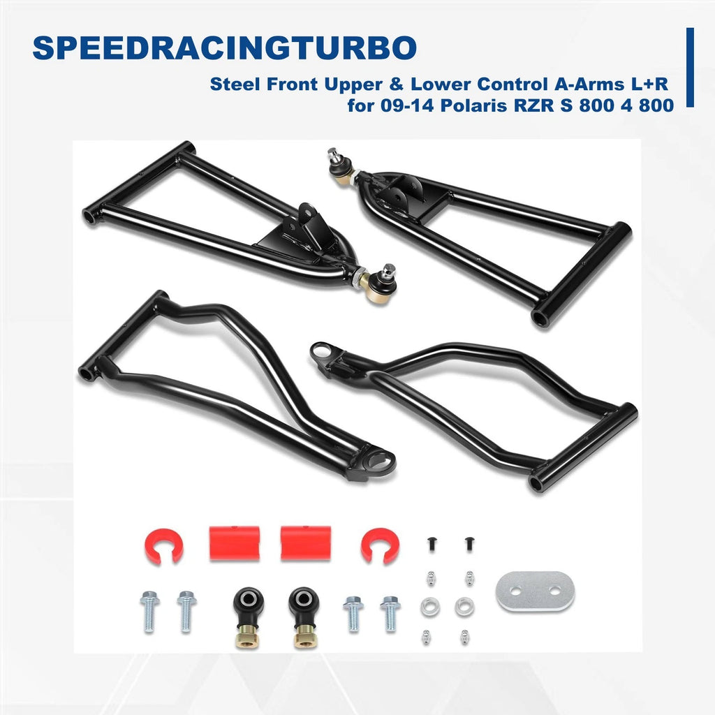 4X Front Left & Right Upper Lower Control A-Arms for Polaris RZR S 800 (2009–2014)