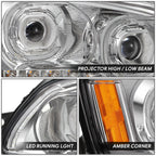 LED DRL Turn Signal Dual Projector Headlights for Kenworth T170 T370 T660 (2008–2019)