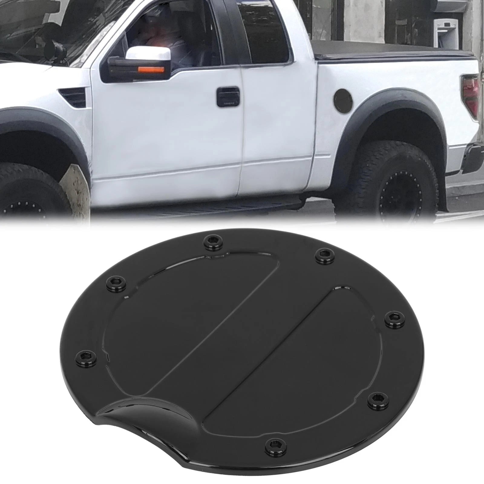 Black Gas Cap Fuel Filler Door Cover for Ford F150 (2009–2014)