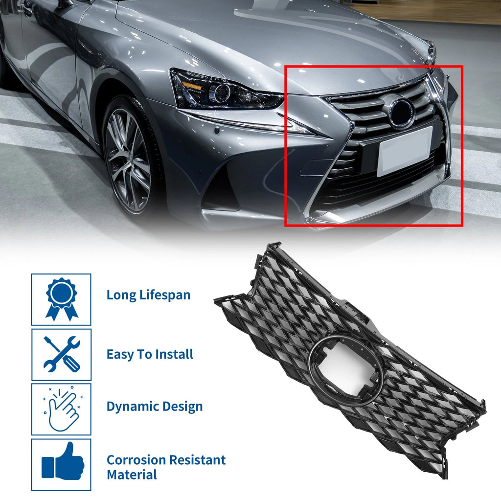 Front Upper Hood Bumper Grille for Lexus IS300 (2018–2021) No.5311253320 Black