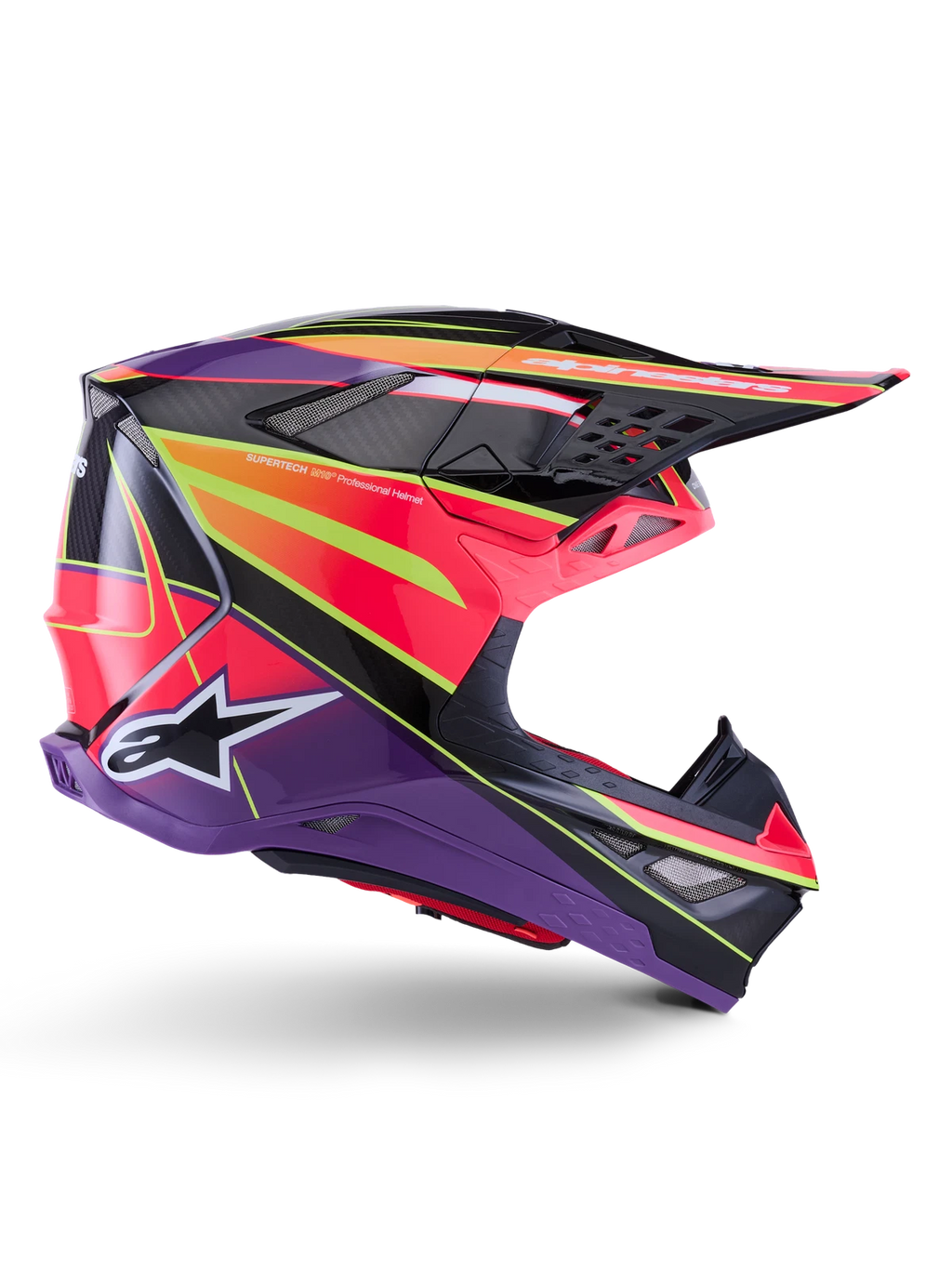 Alpinestars Supertech Helmet for Offroad (2022–2024) - Medium Pink/Violet/Yellow Fluo