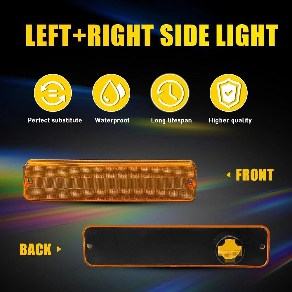 2Pcs Front Side Marker Light Housing Amber for Jeep Scrambler CJ8 (1981–1986)