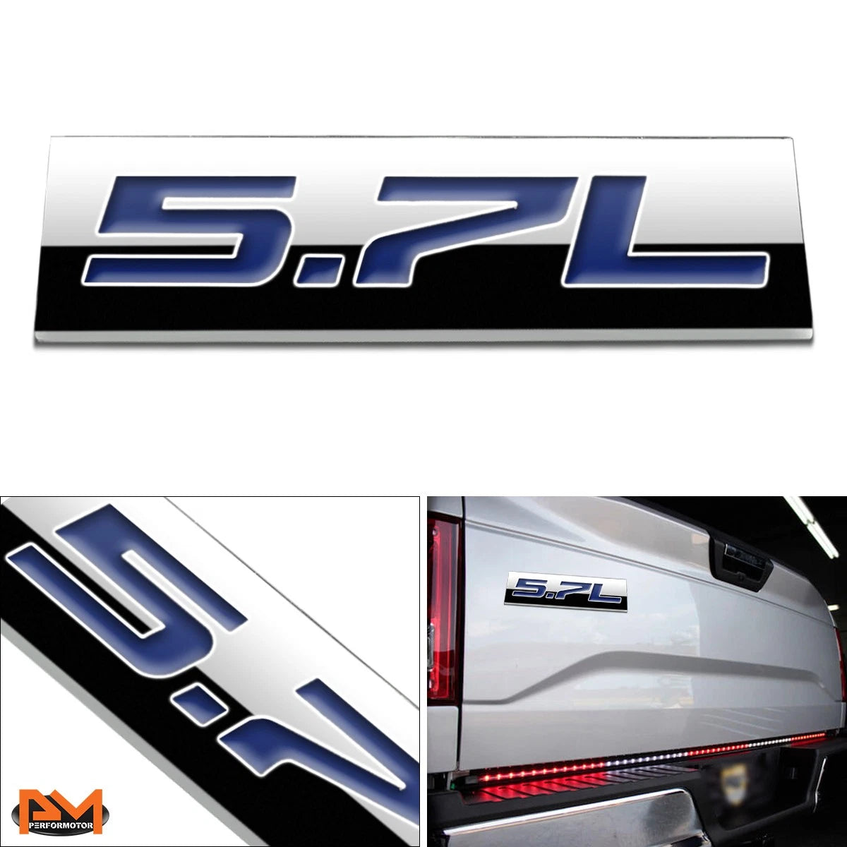3D Polished Metal Blue Decal Emblem for RAM/Toyota/Jeep (5.7L)