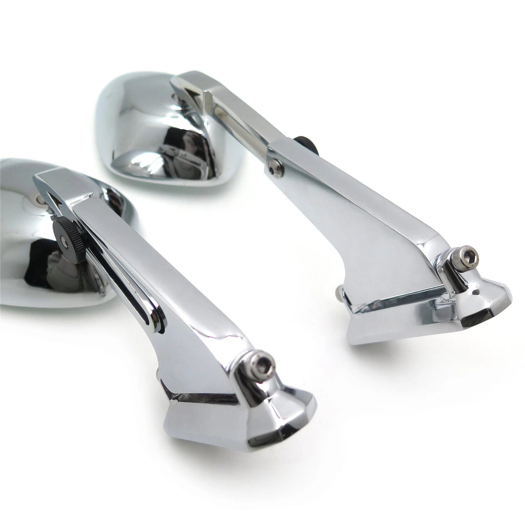Set of 2 Chromed Diamond Shape Rearview Mirrors for Honda Suzuki Yamaha Kawasaki