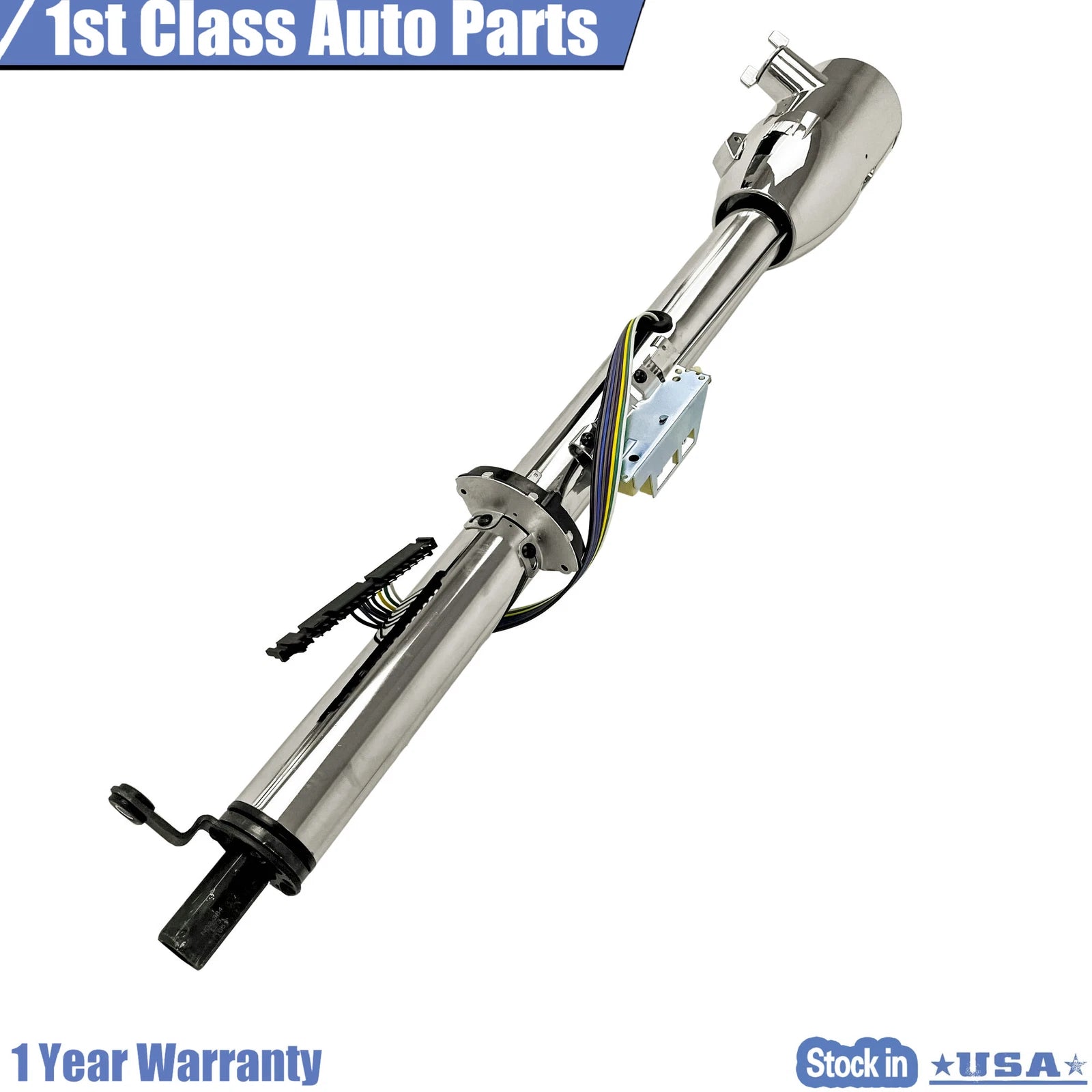 32" Chrome Column Shift Tilt Steering Column with Key & Wheel Adapter for Make Model