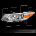 Projector Headlight Lamps for Honda Accord Coupe 2008–2012 (Chrome/Amber)