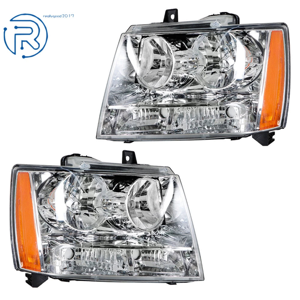 Set of 2 Halogen Headlights for Chevy Avalanche/Suburban/Tahoe (2007–2014)