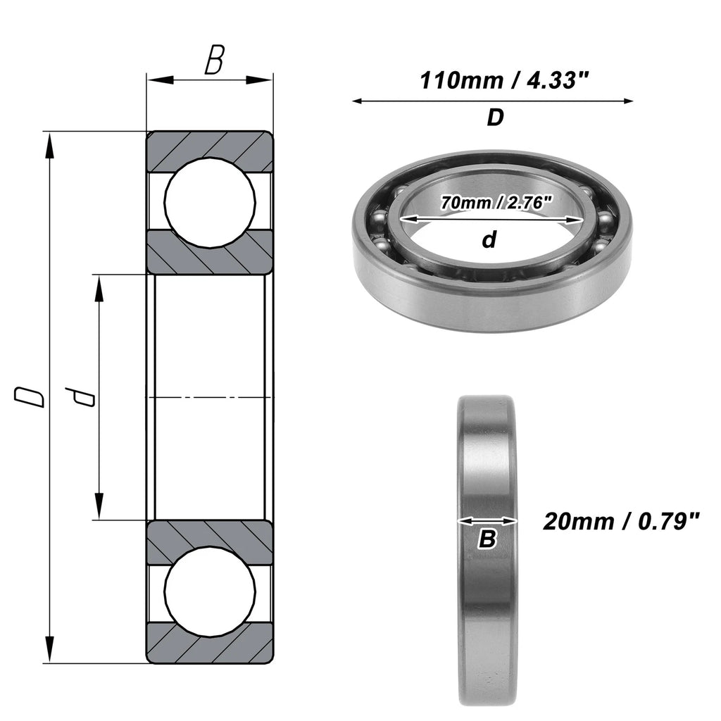 Deep Groove Ball Bearing 70x110x20mm for Scooter Skateboard (6014)