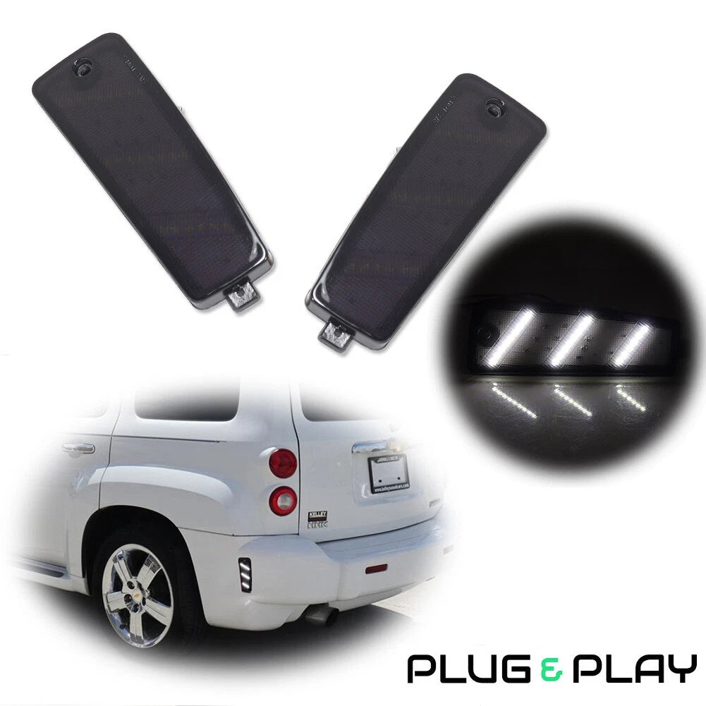 2X Black Lens White LED Rear Fender Side Marker Lights for Chevy HHR