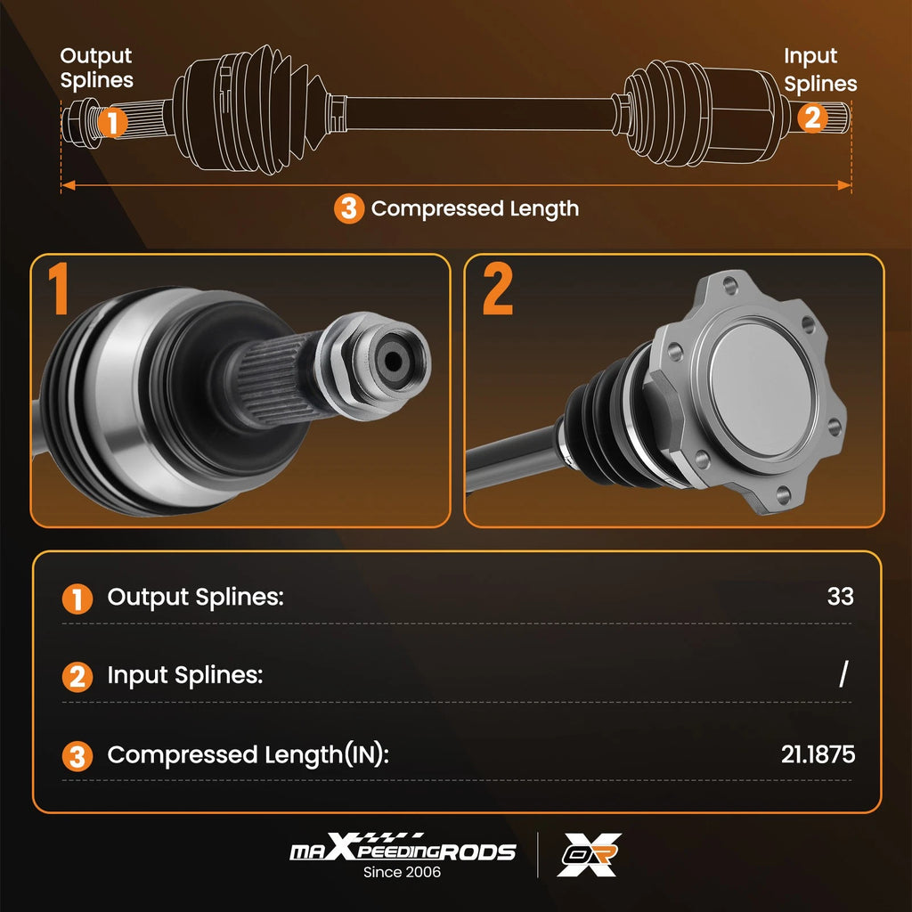 Set of 2 Front CV Axle Shafts for GMC Sierra Chevrolet Silverado 1500 (2007–2019)