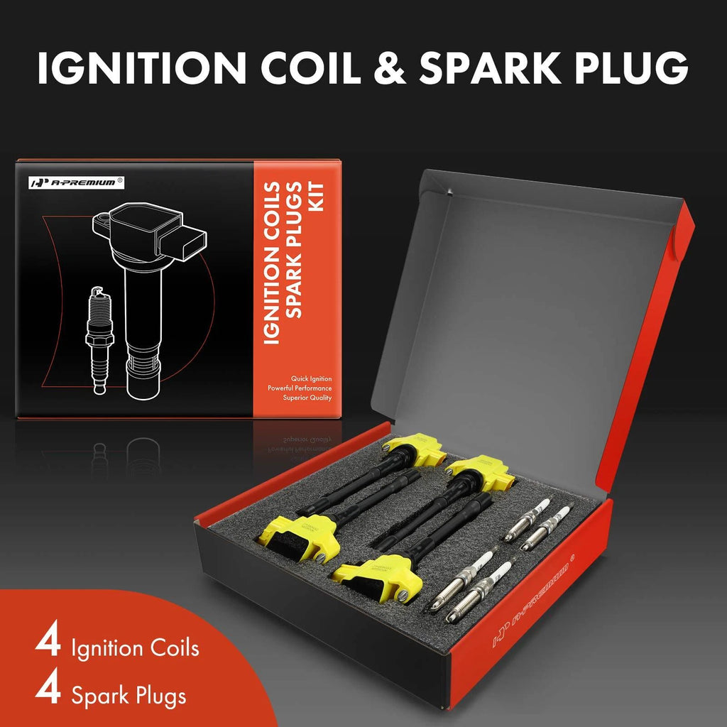 Set of 4 Ignition Coils & Iridium Spark Plugs for Nissan Altima Rogue Versa