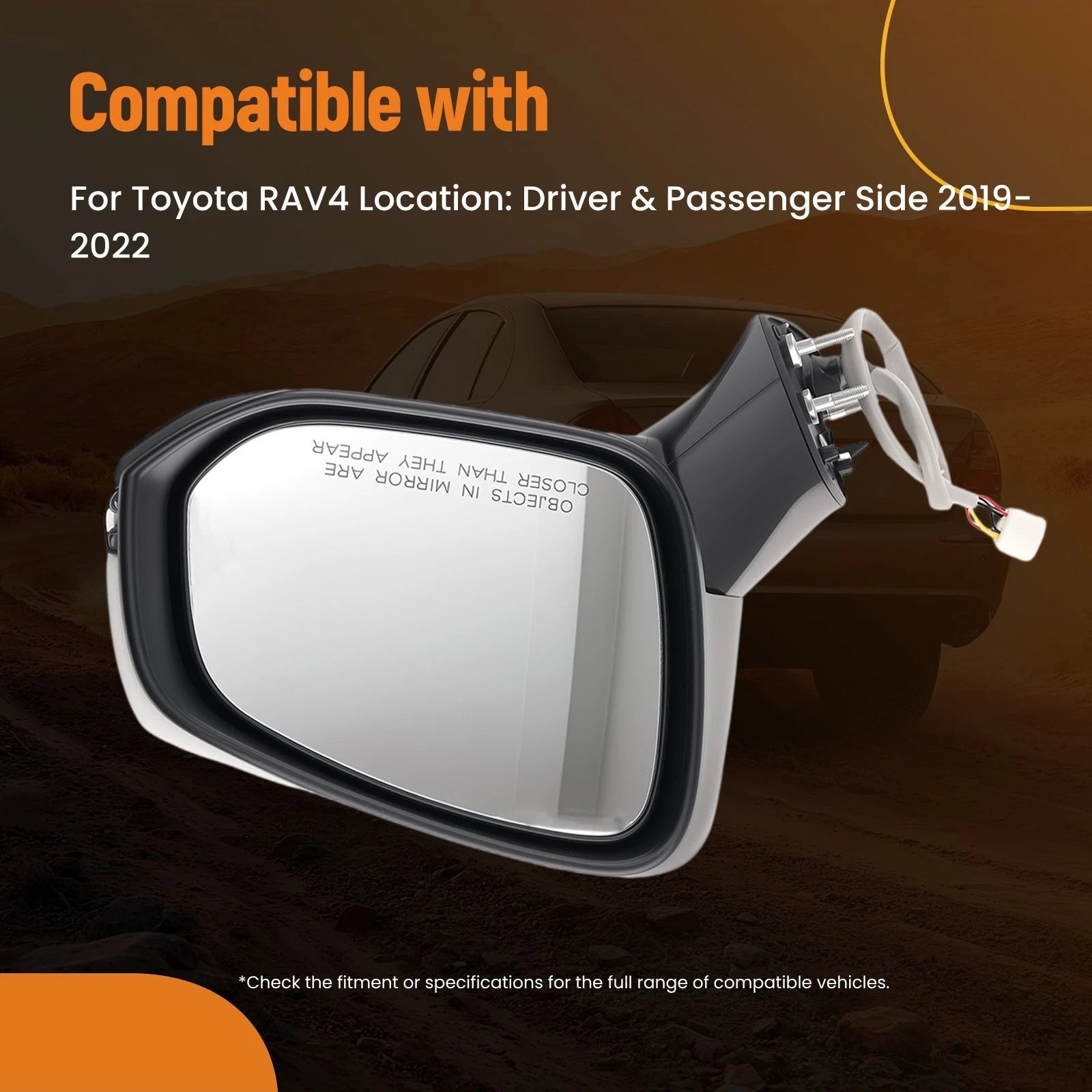 Heated Power Side View Mirrors for Toyota RAV4 (2019–2022) 8794042E12 White Pair