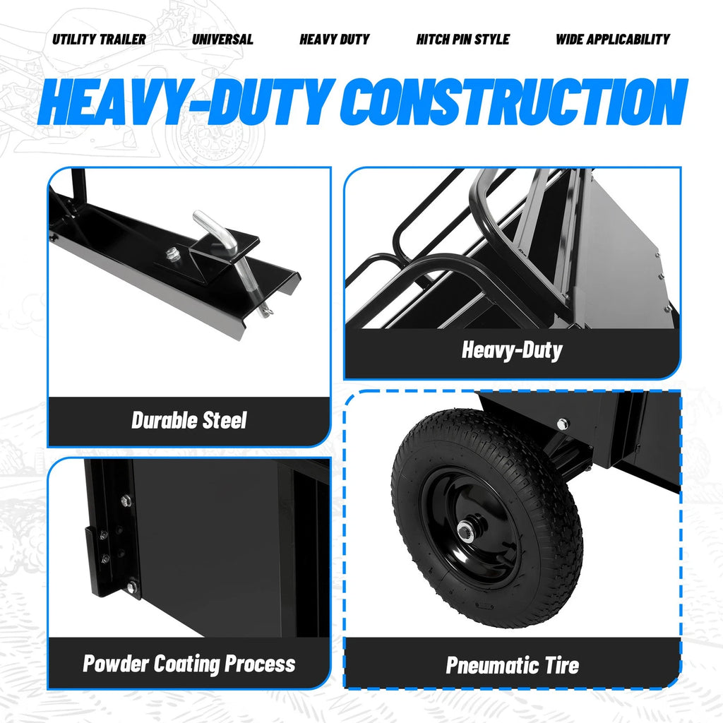 Heavy Duty Dump Cart for UTV ATV (750lb Capacity)