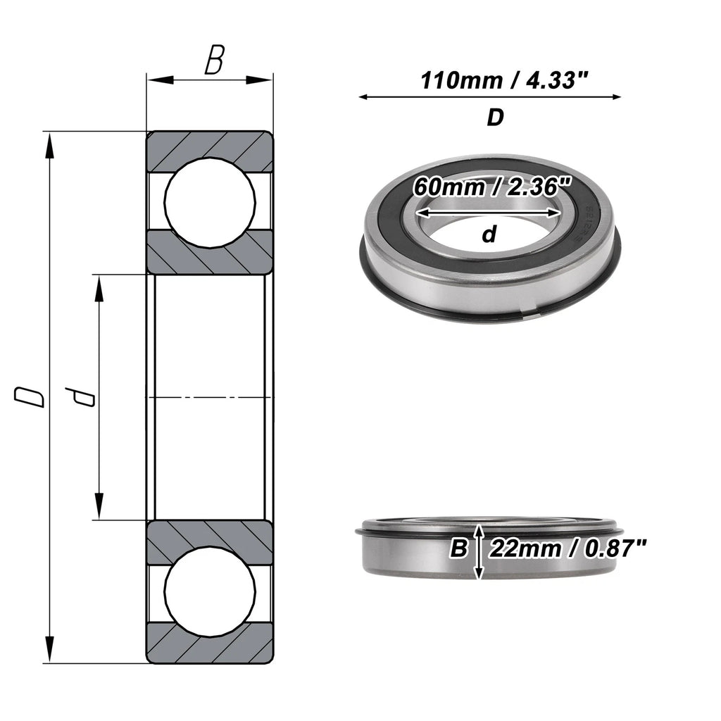 6212NR2RS Deep Groove Ball Bearings for Scooter Skateboard (60x110x22mm)
