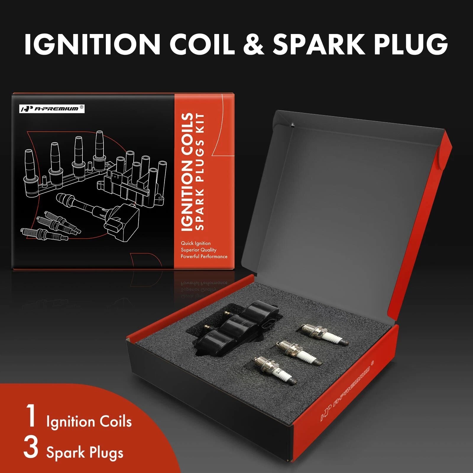 Set of 4 Ignition Coils & Spark Plugs for Chevrolet Spark