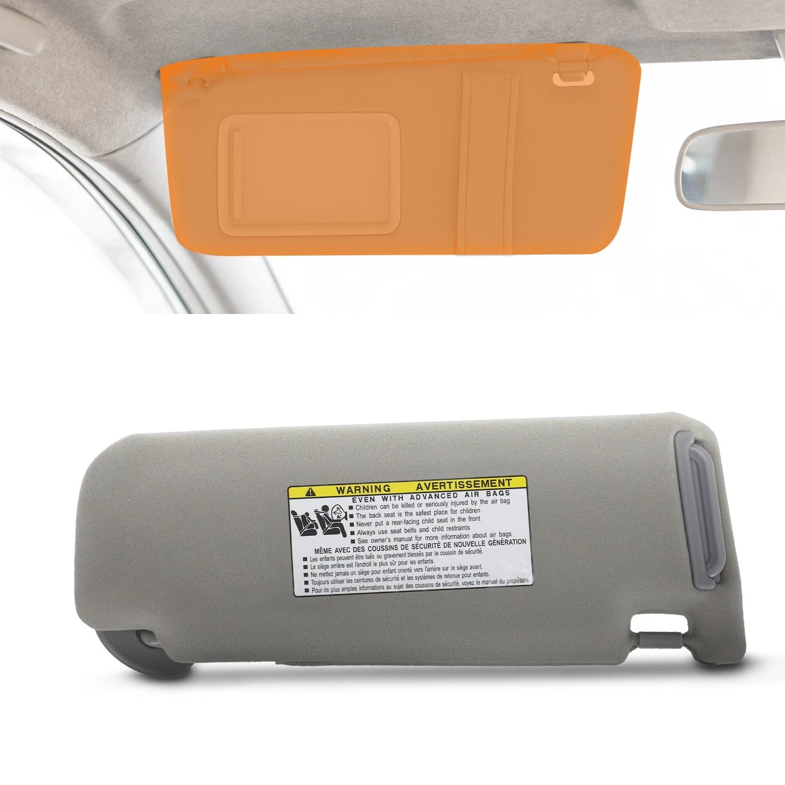 Driver Side Front Gray Visor for Toyota Camry (2012–2017) 7432033F50B0