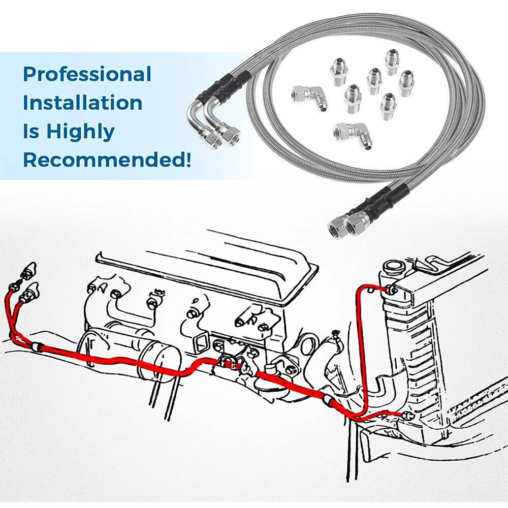 SS Braided Transmission Cooler Hose Lines for TH350 TH400 700R4 (52")