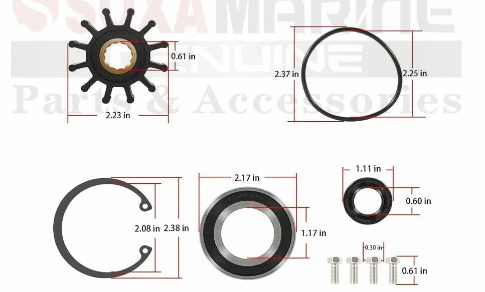 Raw Sea Water Pump Repair Kit for Volvo Penta (Crank Mounted)