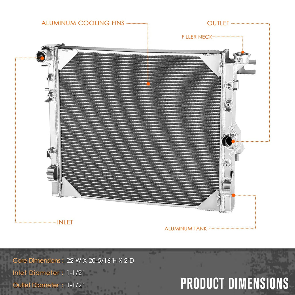 3-Row Aluminum Radiator for Jeep Wrangler JK 2007–2018 3.6L 3.8L