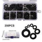 Washer Gasket Set of 250 Assorted Black Rings M2-M8