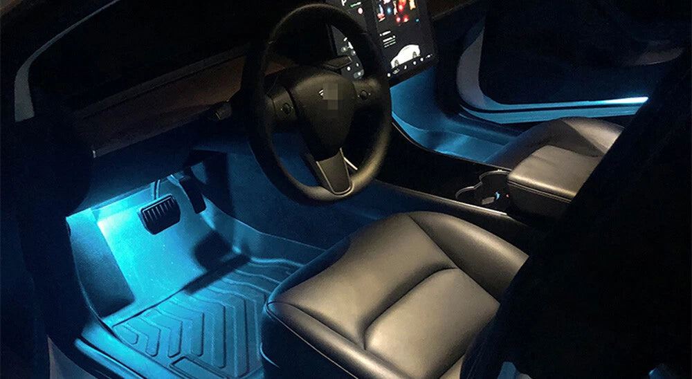 4X Ice Blue LED Lamps for Tesla Model S 3 X (2012–2023)