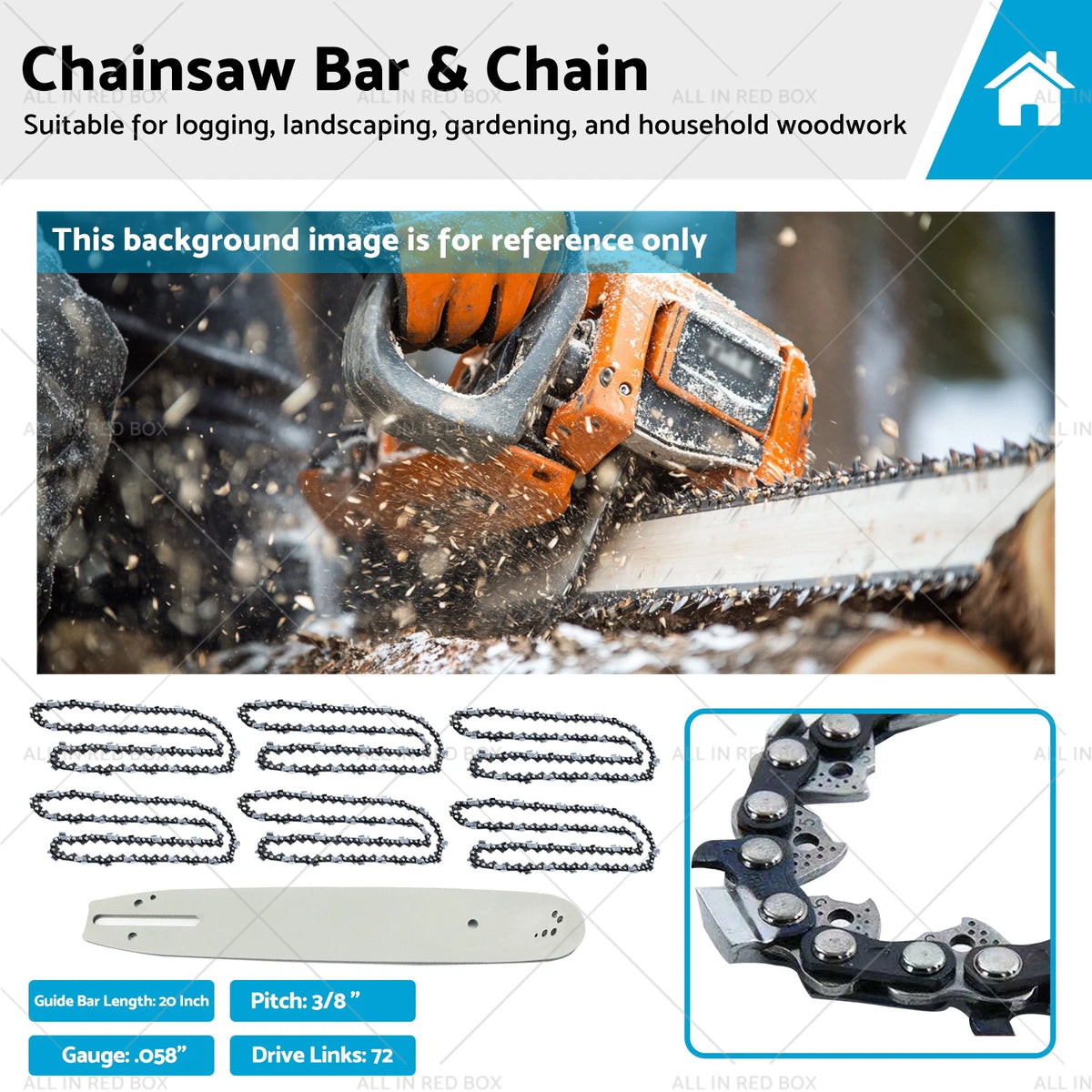 20'' Chainsaw Bar & Chain 3/8 .058 72DL for Husqvarna 266