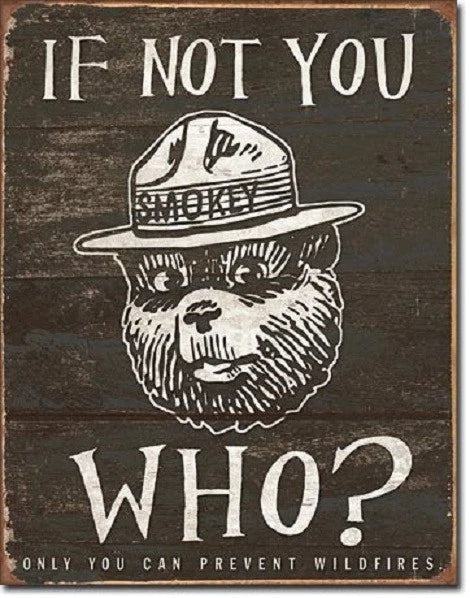 Vintage Smokey Bear Tin Metal Sign for Man Cave (1878)