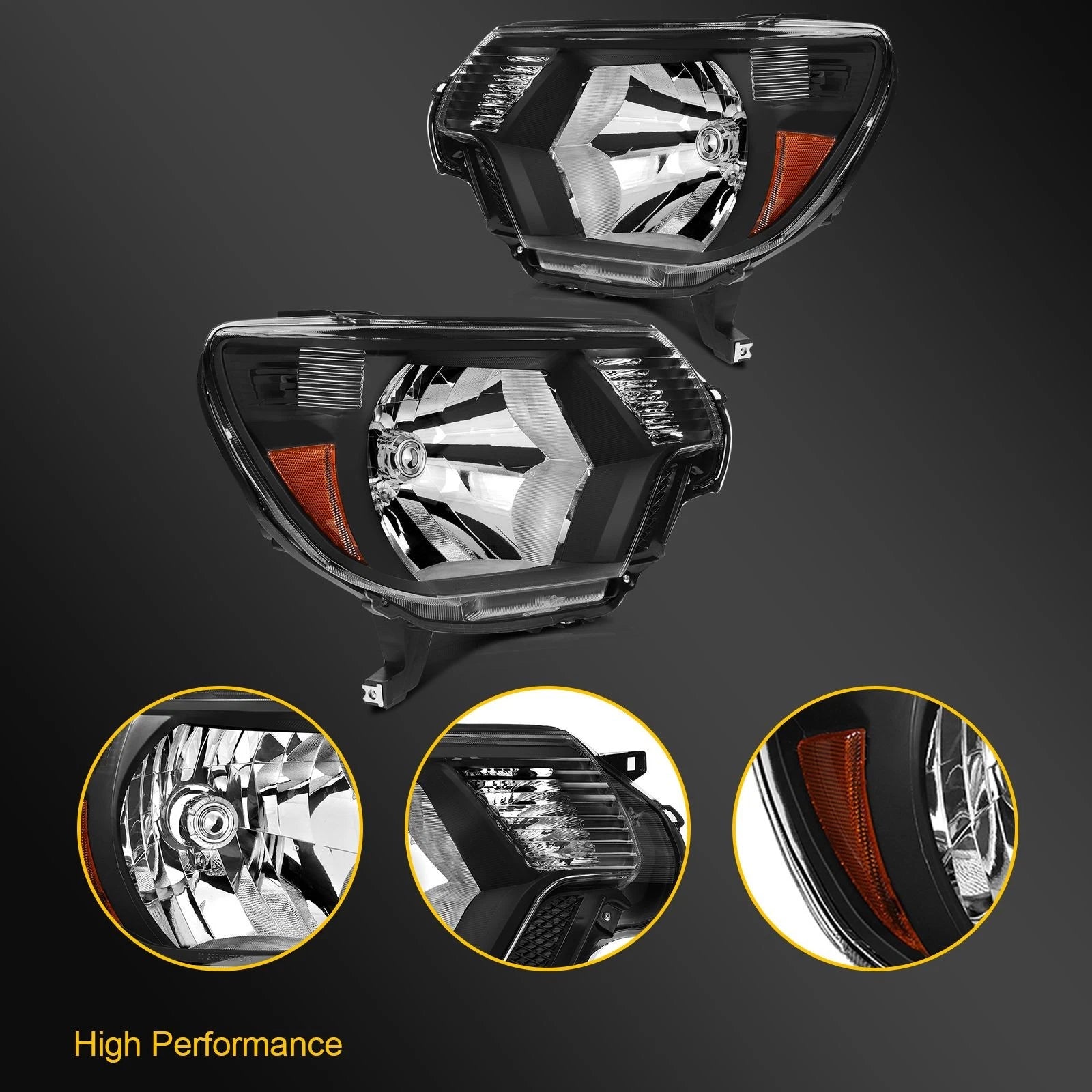 Headlight Assembly for Toyota Tacoma (2012–2015) Black Amber Left Right