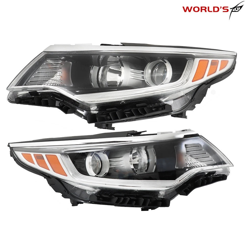 Set of 2 Halogen Headlights for Kia Optima (2016–2018) Chrome Housing