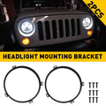 2X 7" Headlight Mounting Bracket Black Ring for Jeep Wrangler JK JKU (2007–2018)