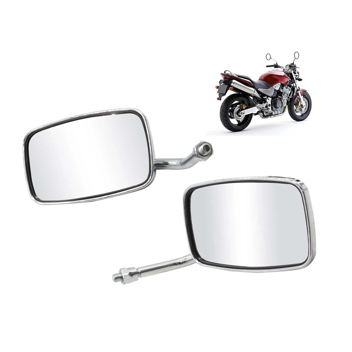 Pair Chrome Rearview Side Mirrors for Honda Suzuki Kawasaki