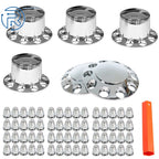 Set of 2 Chrome Axle Covers for Semi Truck (Front & Rear)