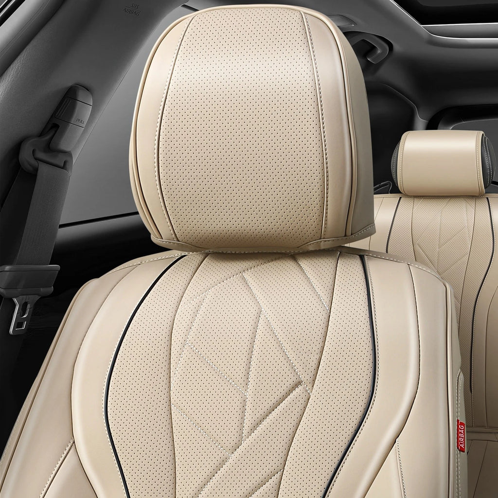 Set of 4 CAAP Driven Universal Touring Series Seat Covers for Car Beige/Black