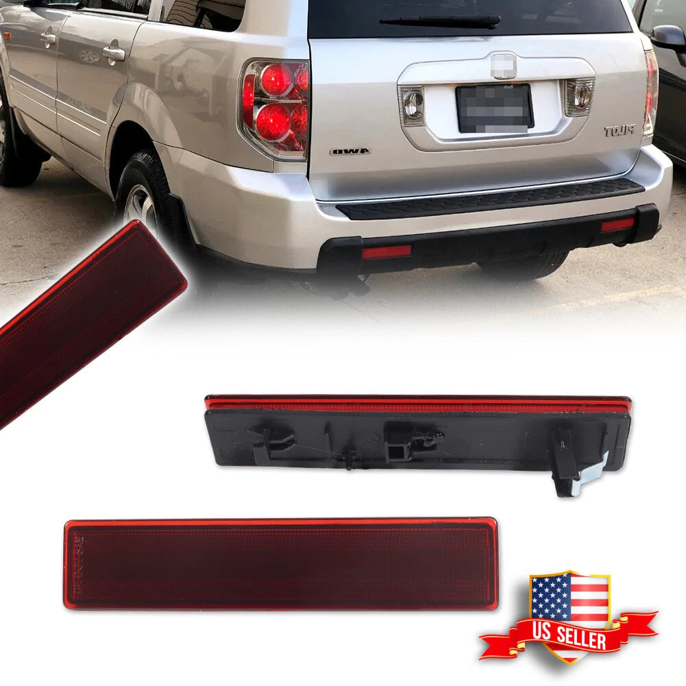2X Red Lens Rear Bumper Reflector Lights for Honda Pilot (2006–2008)