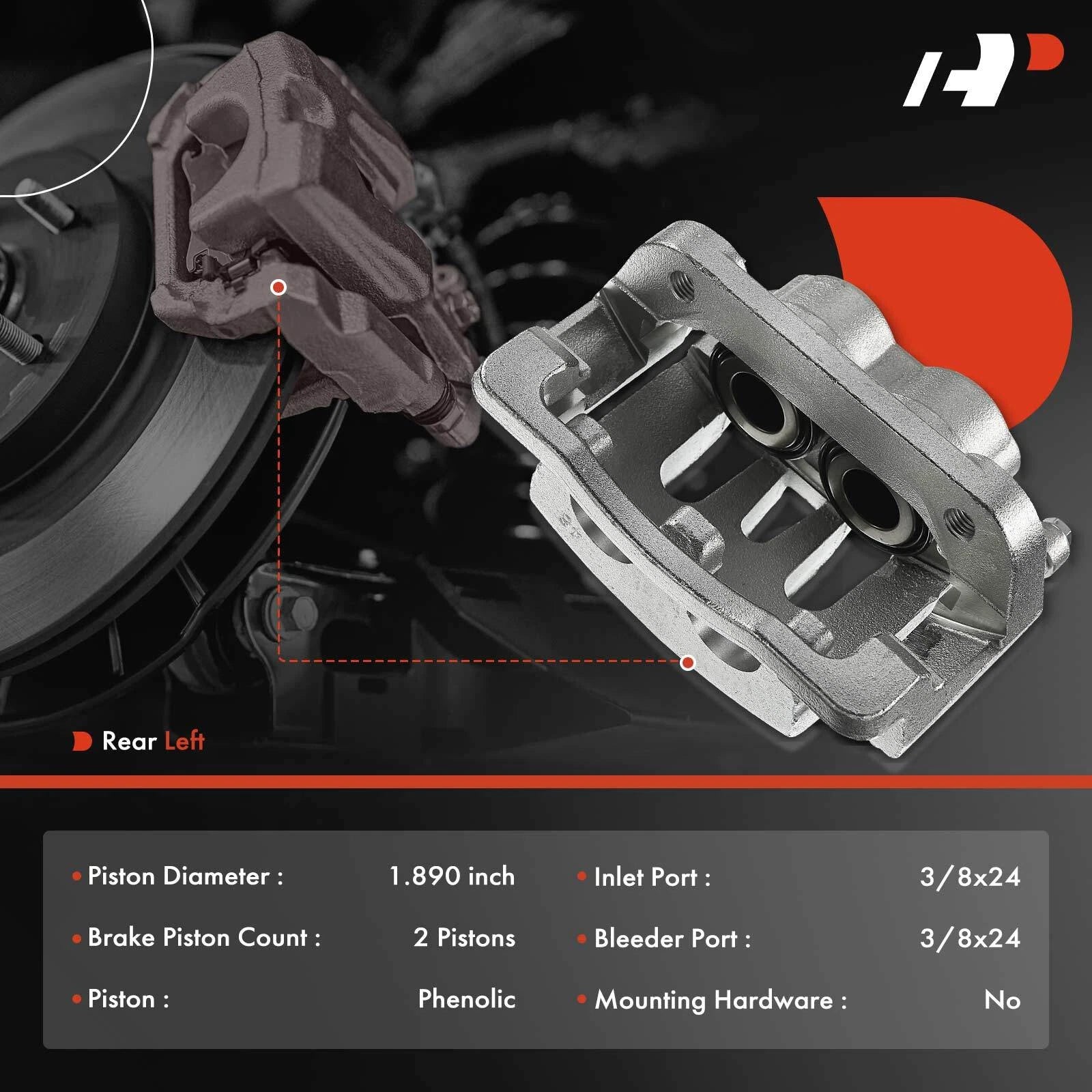 Rear Left Brake Caliper with Bracket for Ford F-250 Super Duty (2005–2007)