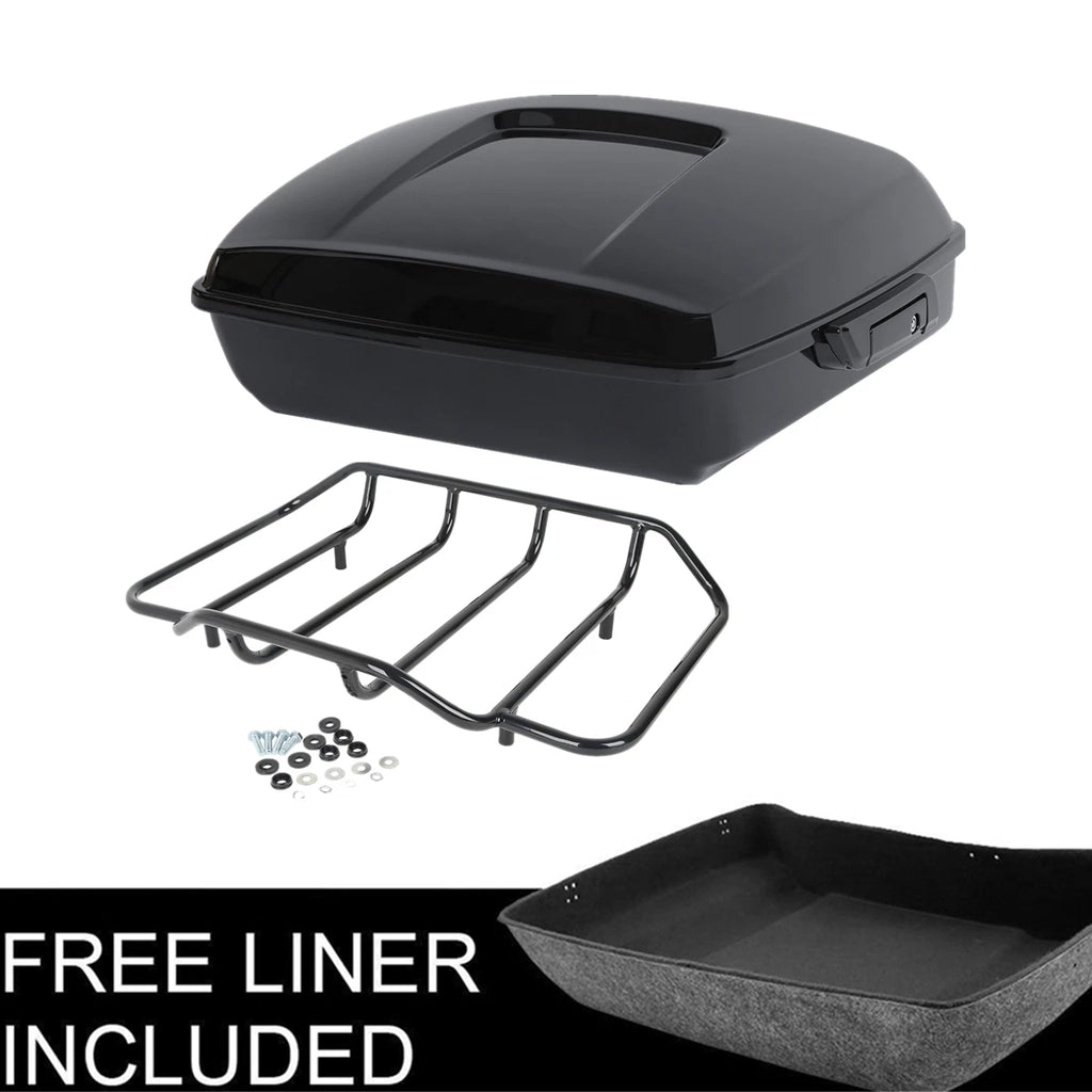 Black Chopped Trunk & Luggage Rack for Harley Touring Road Glide (2014–2026)