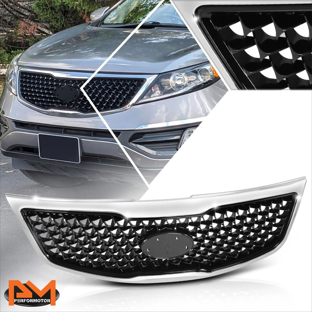 Chrome Mesh Grille Shell for Kia Sportage (2014–2016) w/Badge Slot