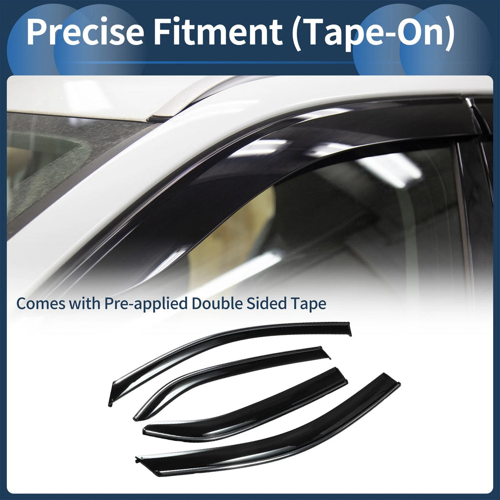Set of 4 Window Deflectors for Toyota Yaris Sedan (2007) - Black Vent Visor