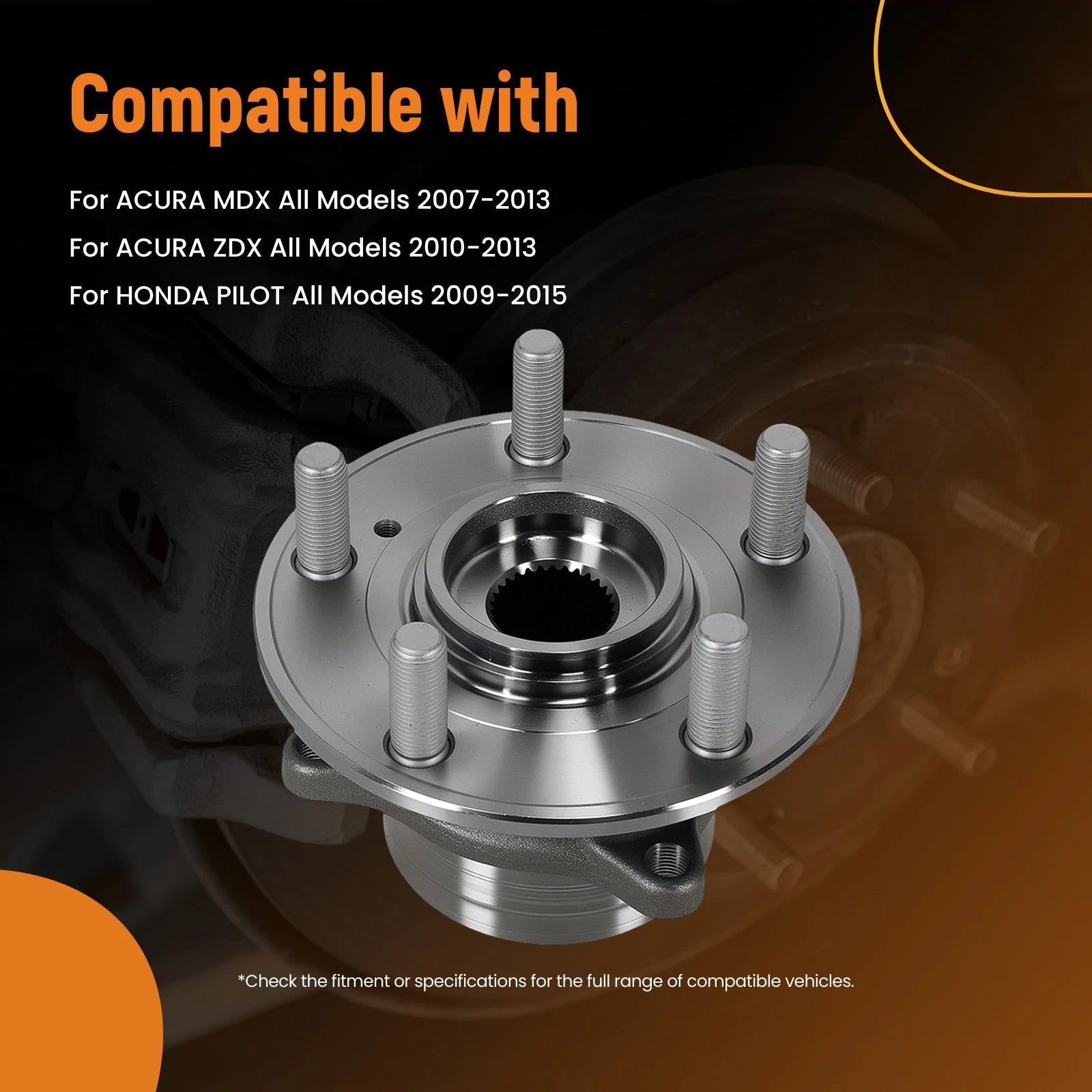 2pc Front Wheel Hub & Bearing Kit for Acura MDX ZDX Honda Pilot (2007–2015) 513267