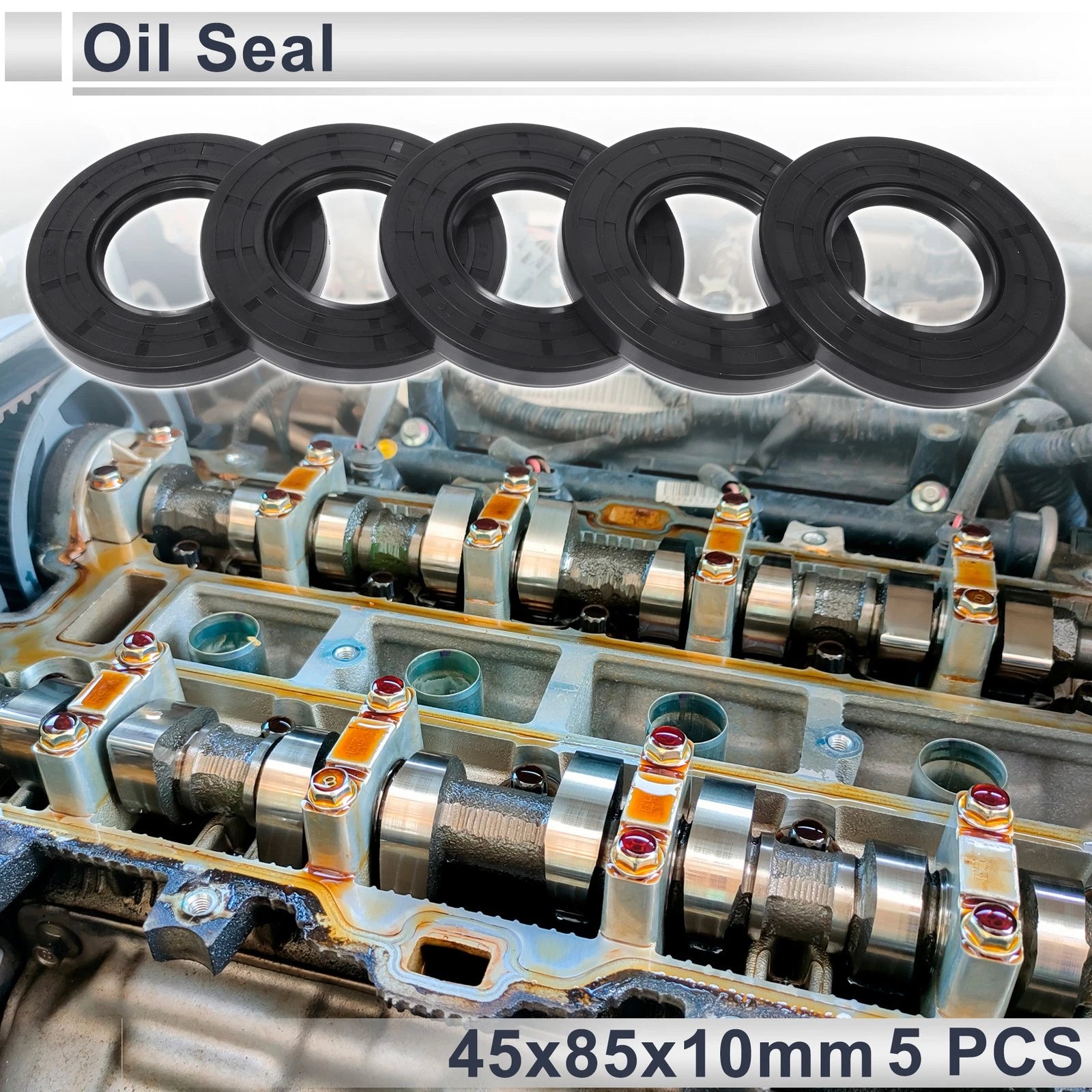Set of 5 Oil Seal Rotary Shaft Seal NBR Rubber 45x85x10mm