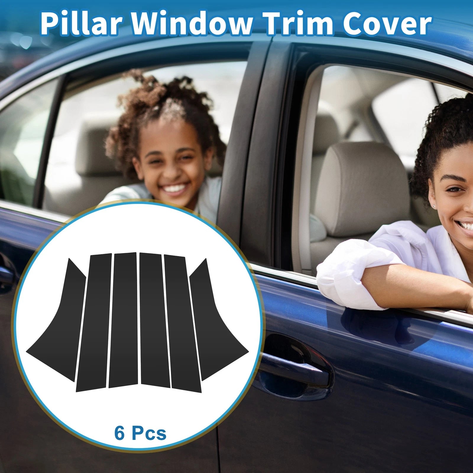 6pcs Door Pillar Window Trim for Ford Focus (2012–2019) Black