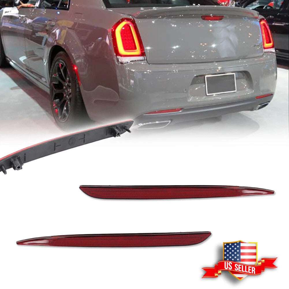 Set of 2 Red Lens Rear Bumper Reflectors for Chrysler 300 (2015–2022)