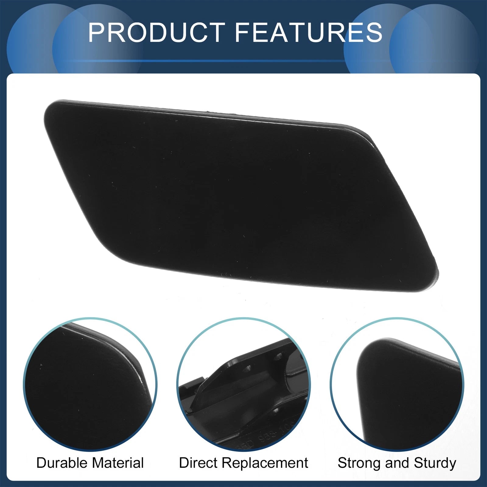 Front Left Washer Nozzle Cover Cap for Volkswagen Passat CC (2008–2012) Black